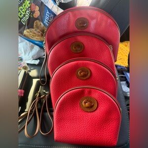 Vintage Dooney And Bourke All Weather Red Leather Wristlets Set